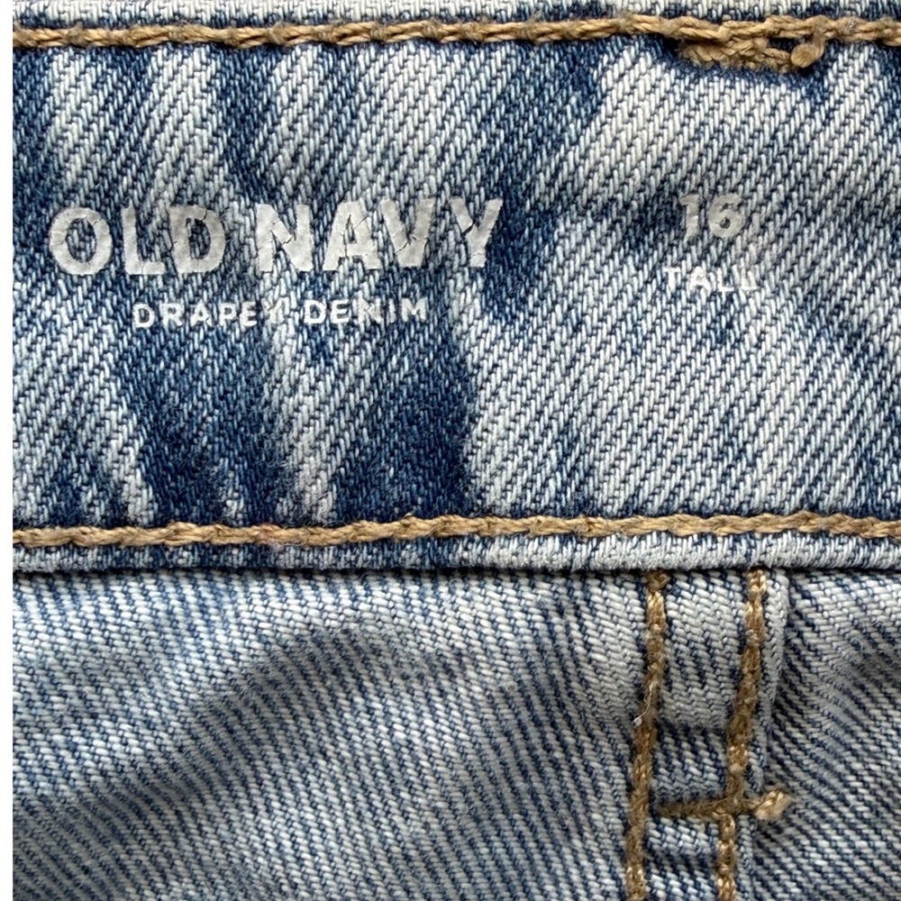 Old Navy Baggy Wide Leg Jeans Womens 16  Drapey Denim Y2K High Rise Patch Pocket - Picture 6 of 12
